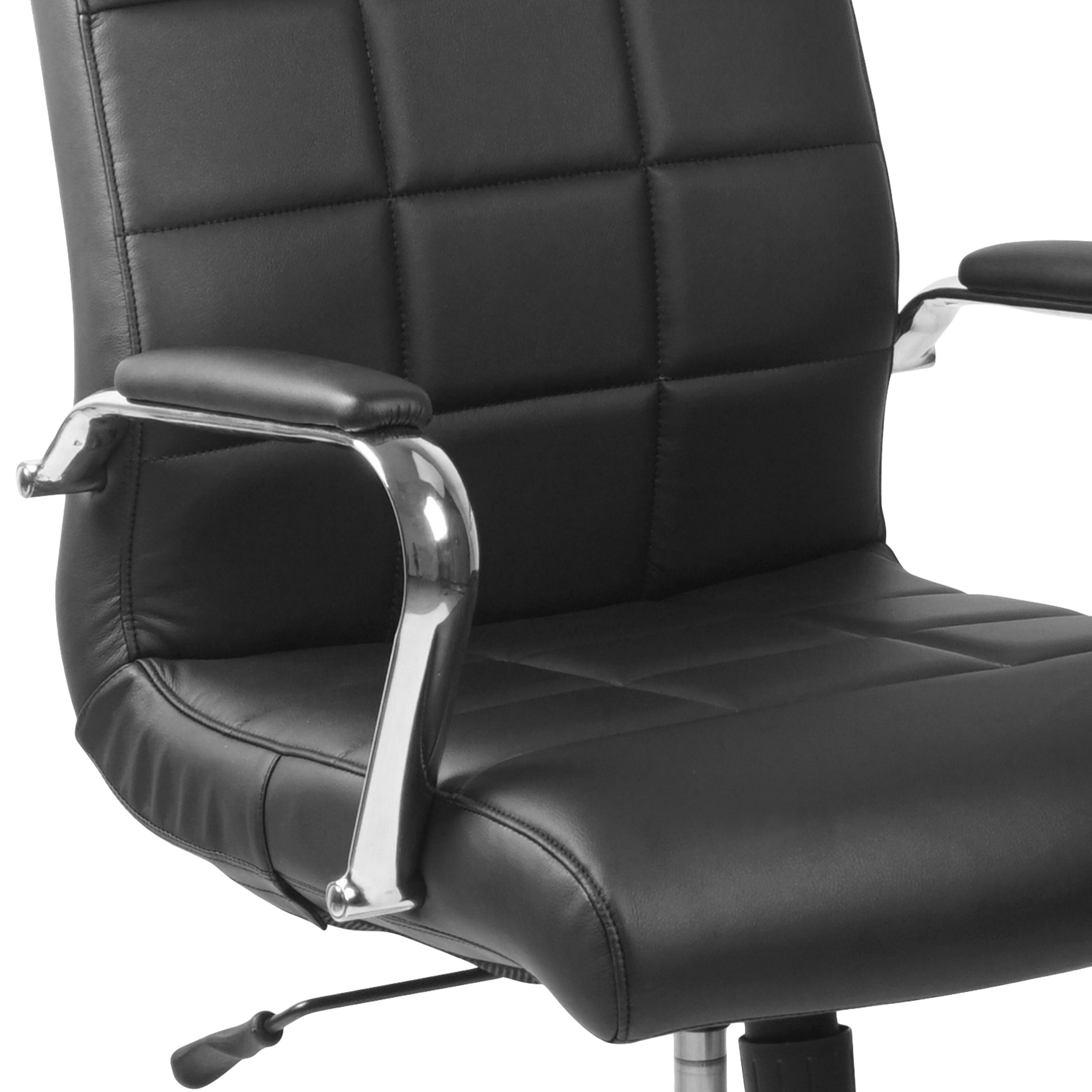 Alt View 9. Emma + Oliver - Mid-Back Vinyl Executive Swivel Office Chair with Chrome Base and Arms - Black.