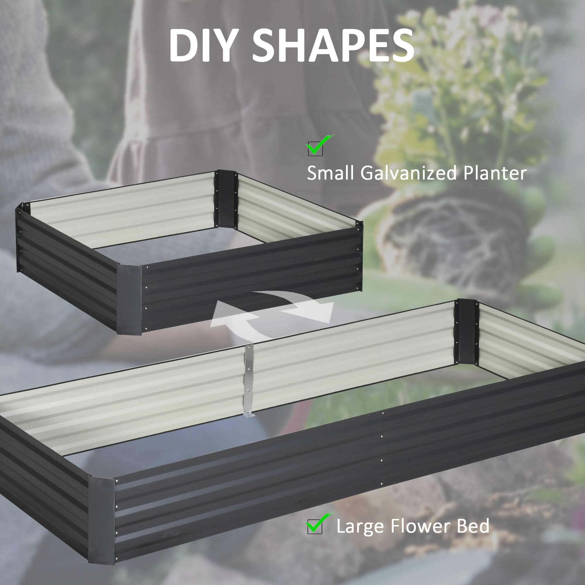 DIY SHAPES

- Small Galvanized Planter
- Large Flower Bed