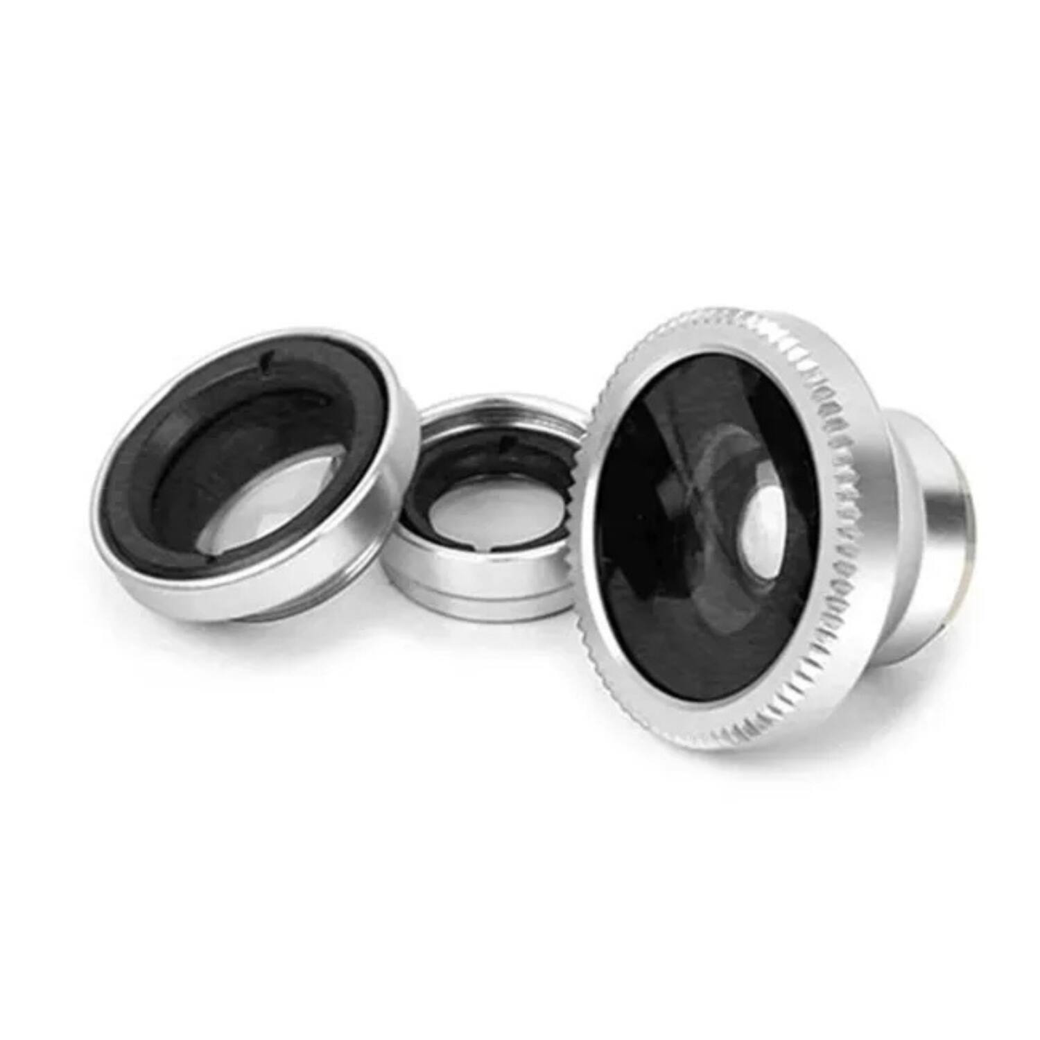 Left. Stock Preferred - 3-in-1 Magnetic Phone Camera Lens Kit - Silver - Grey.
