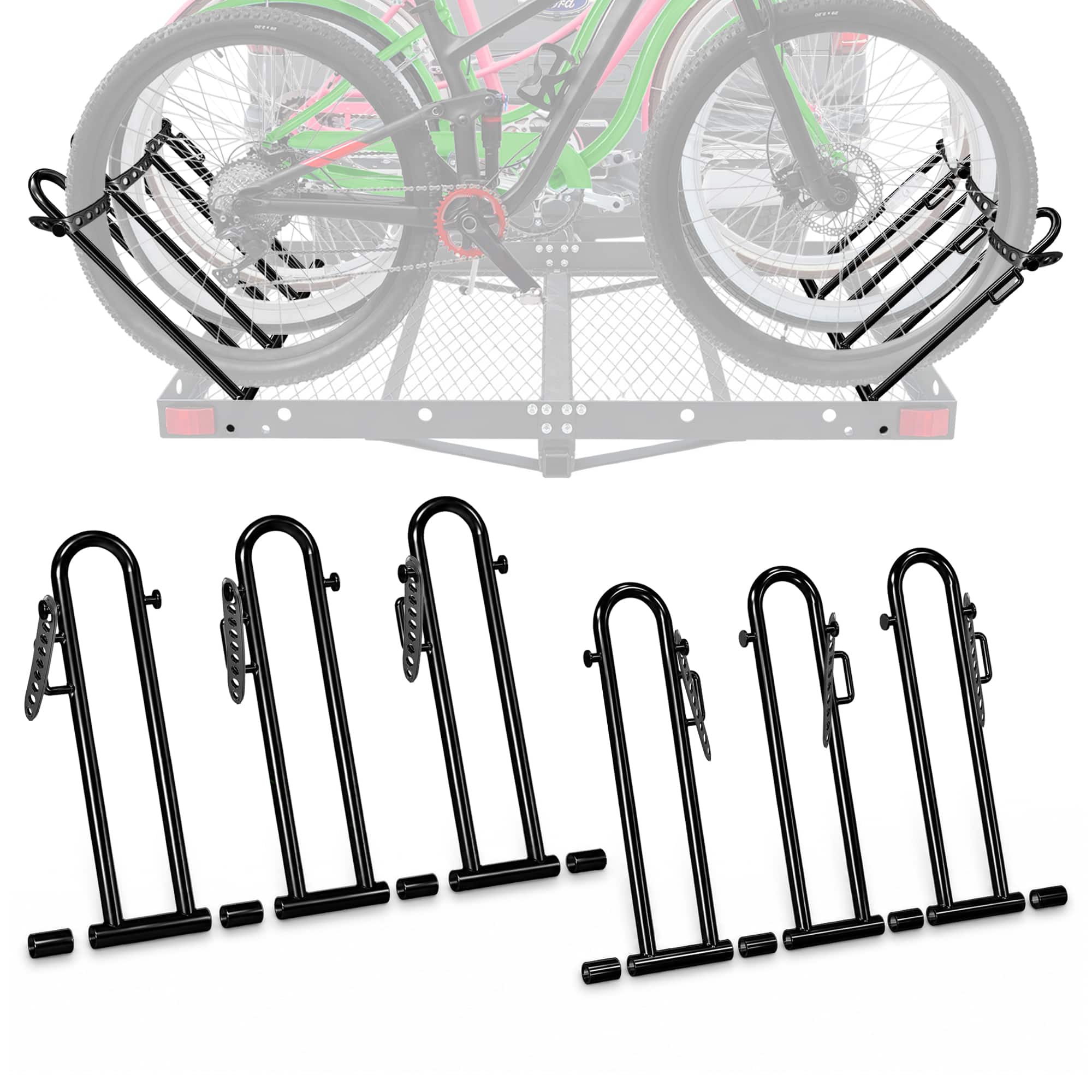 Tow Tuff - Fat Tire Bike Cradle Kit for 3 Bikes with Adjustable Straps - Black