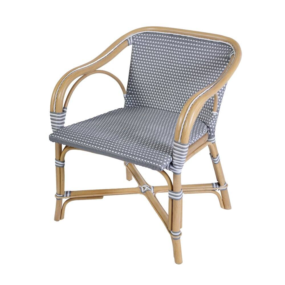 Alt View 4. Butler Specialty - Portofino 18.75 in. Seat Height Rattan Arm Chair - Gray And White.