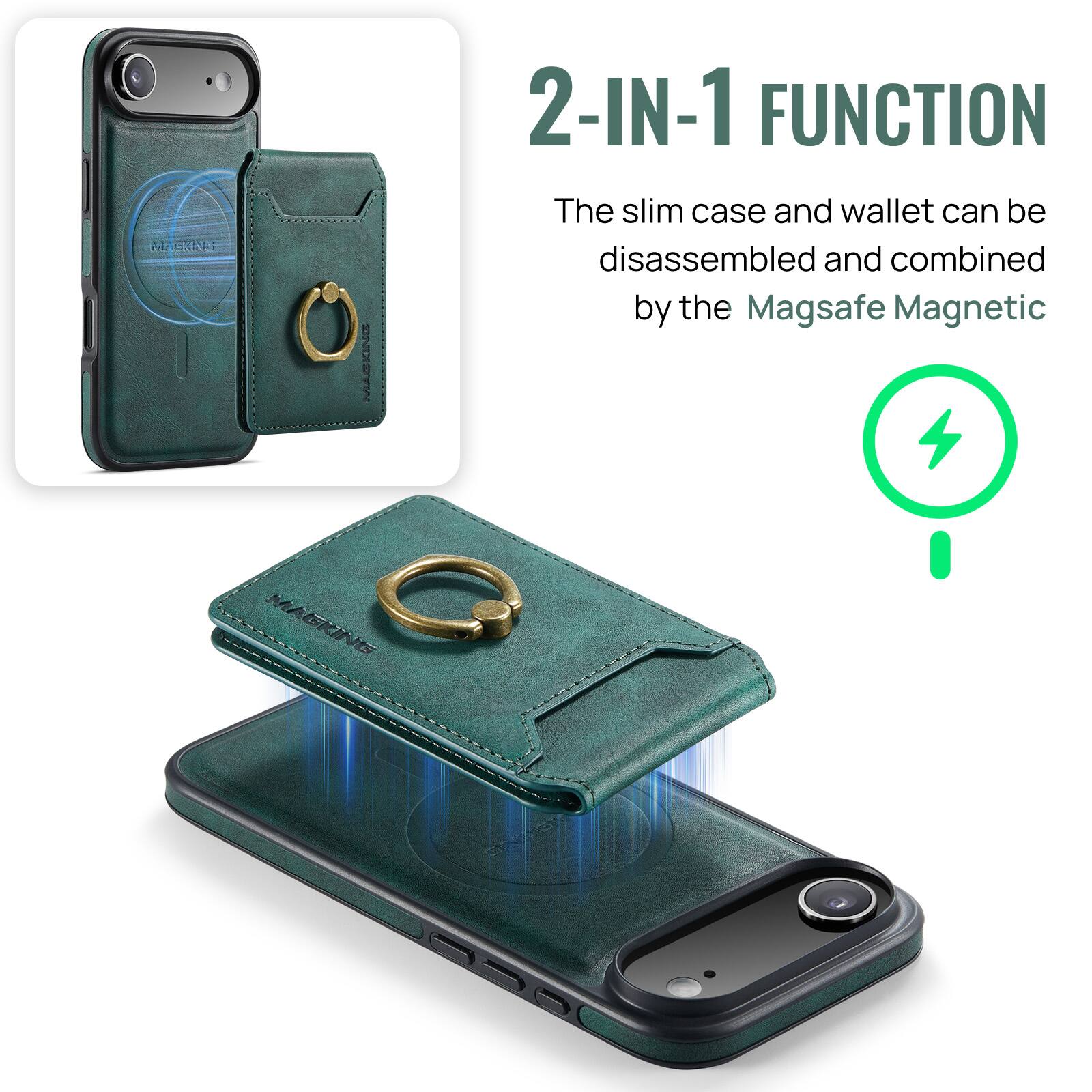 2-IN-1 FUNCTION

The slim case and wallet can be disassembled and combined by the Magsafe Magnetic