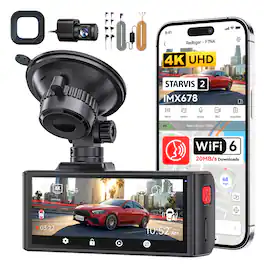 REDTIGER - 4K Dual Dash Cam, STARVIS 2 IMX678, 8MP, 5GHz WiFi, GPS, ADAS, Night Vision, 24H Parking Monitoring, w/HW Kit &CPL - Black