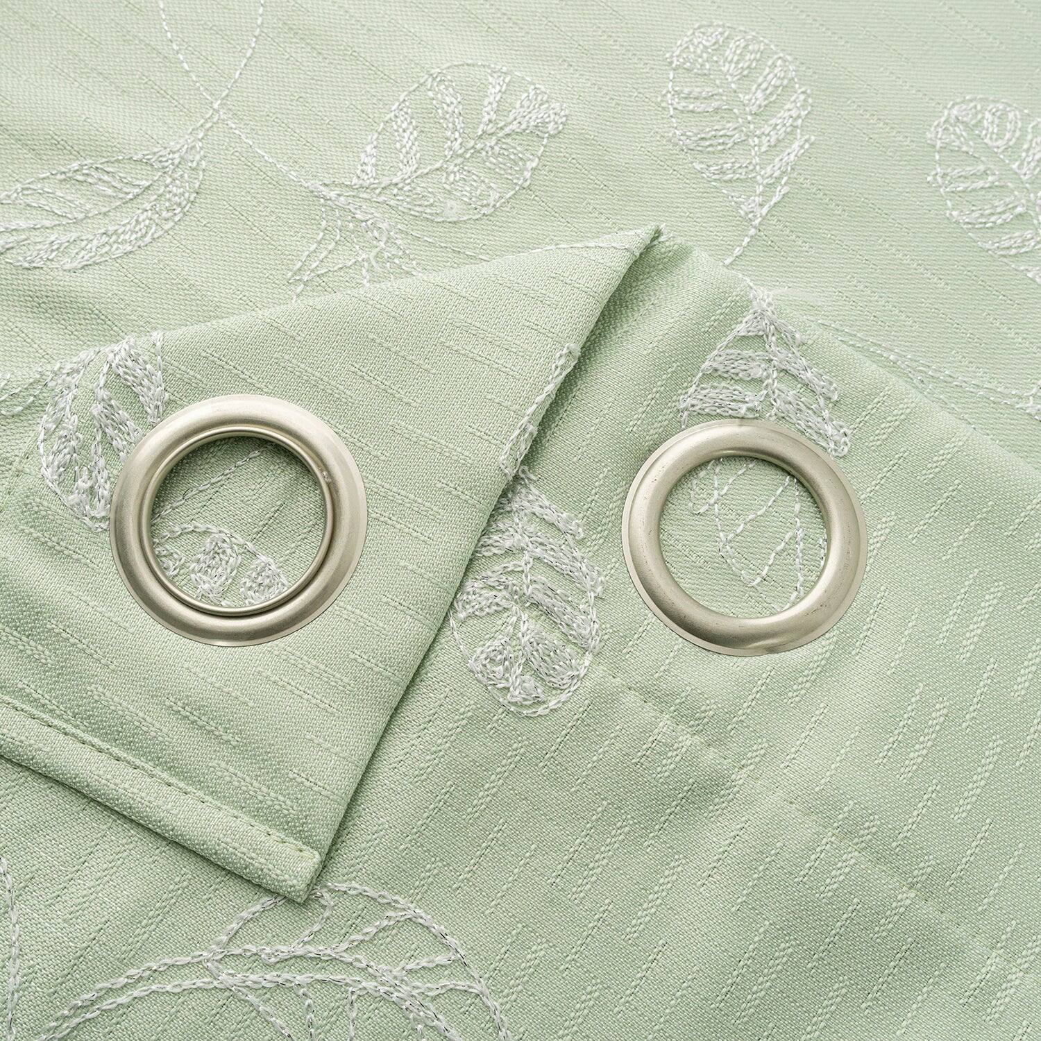 Back. RT Designers Collection - RT Designers Collection 100% Polyester 140 GSM Reed Embroidered Grommet Curtain Panel 54" x 90" Sage - Sage.