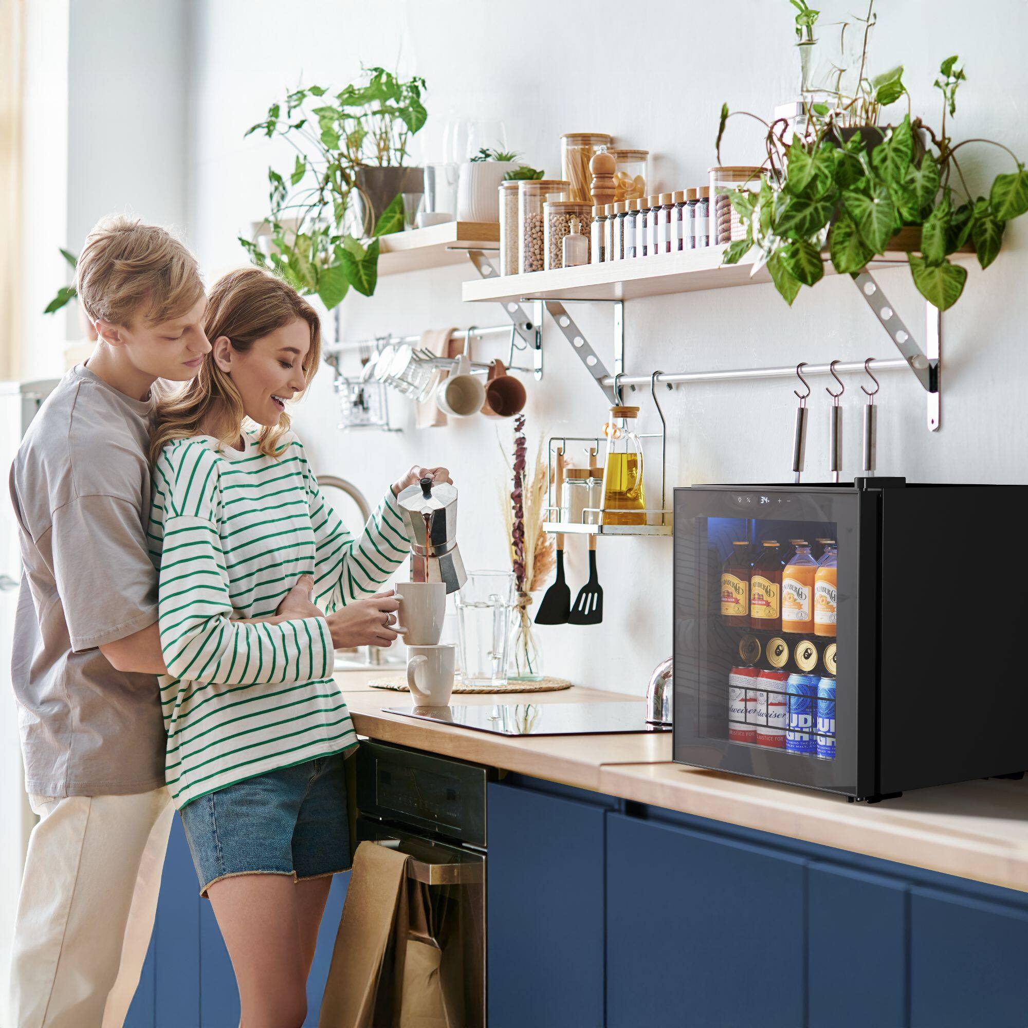 Alt View 3. Yeego - Beverage Refrigerator Cooler, 65-Can Freestanding Mini Beverage Fridge with Glass Door, for Home and Office - Black.