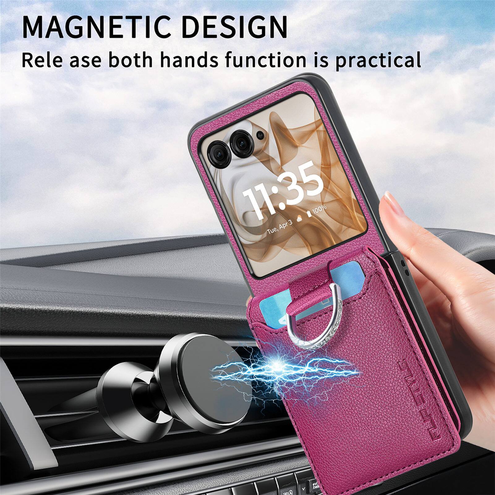 MAGNETIC DESIGN  
Release both hands function is practical  

11:35  
100%  
Tue, Apr 3