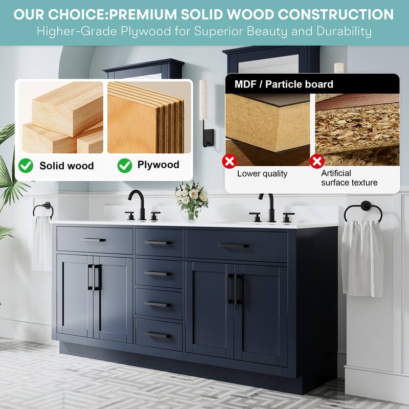 OUR CHOICE: PREMIUM SOLID WOOD CONSTRUCTION  
Higher-Grade Plywood for Superior Beauty and Durability  

Solid wood  
Plywood  

MDF / Particle board  
Lower quality  
Artificial surface texture
