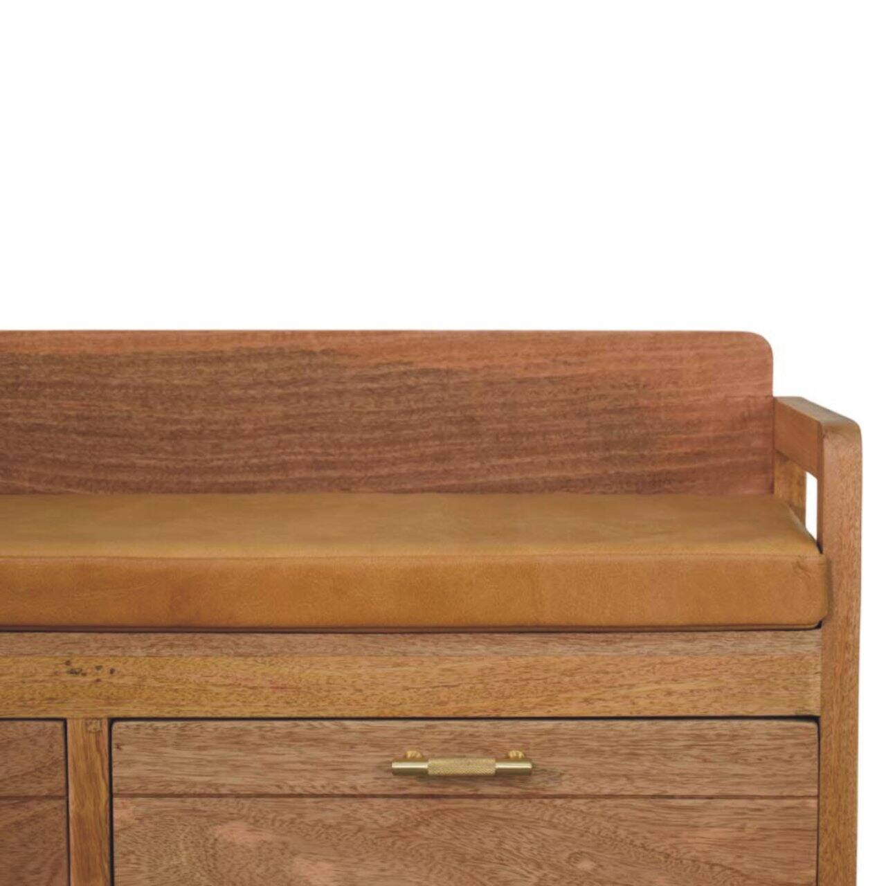 Back. Artisan Furniture - Artisan Furniture Solid Wood Oxford Oak-ish 2 Drawer Storage Bench, Upholstered, 2 Drawers, Brown - Brown.