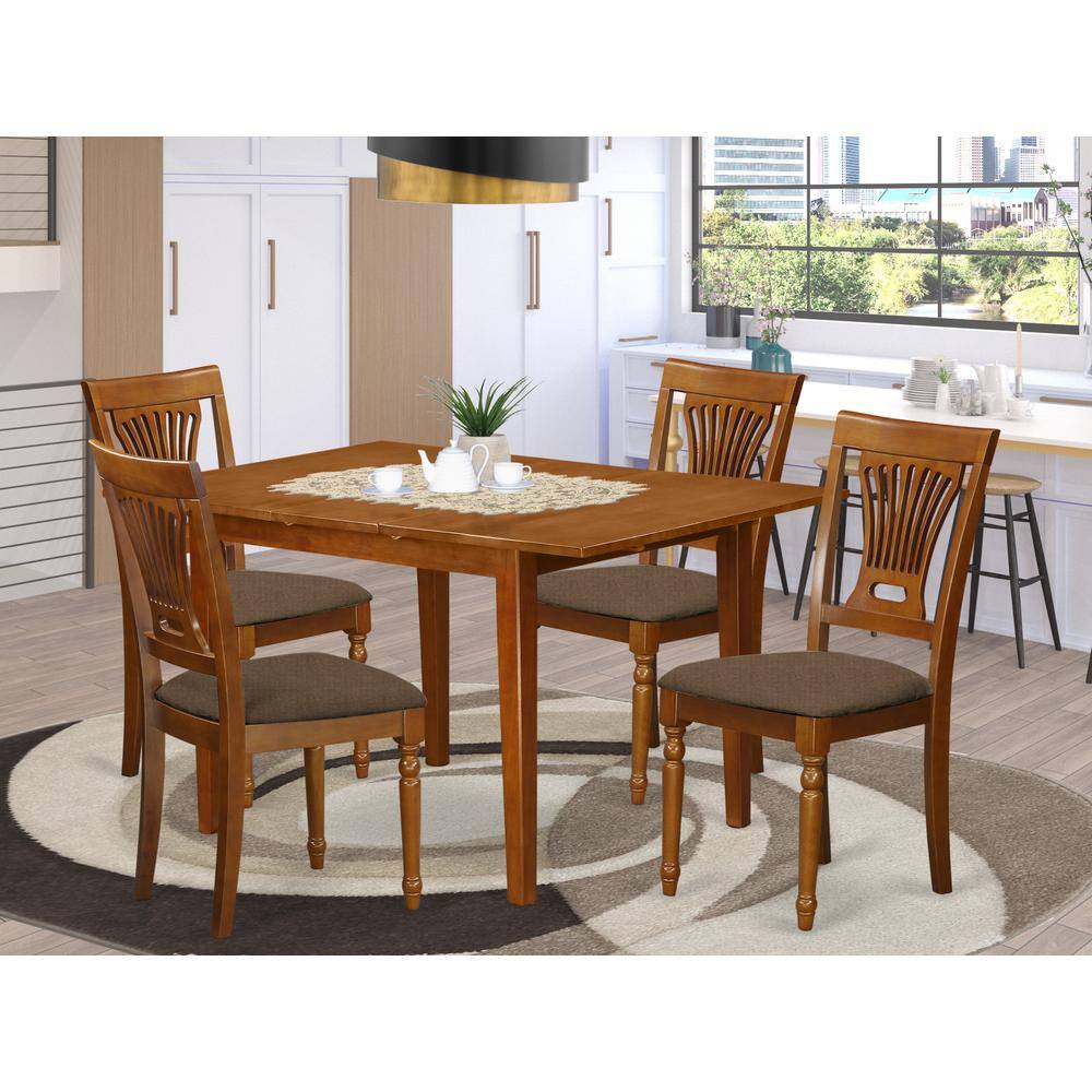 Back. East West Furniture - MLPL5-SBR-C 5 Pc small Kitchen Table set-small Dining Tables and 4 Kitchen Chairs - Saddle Brown.