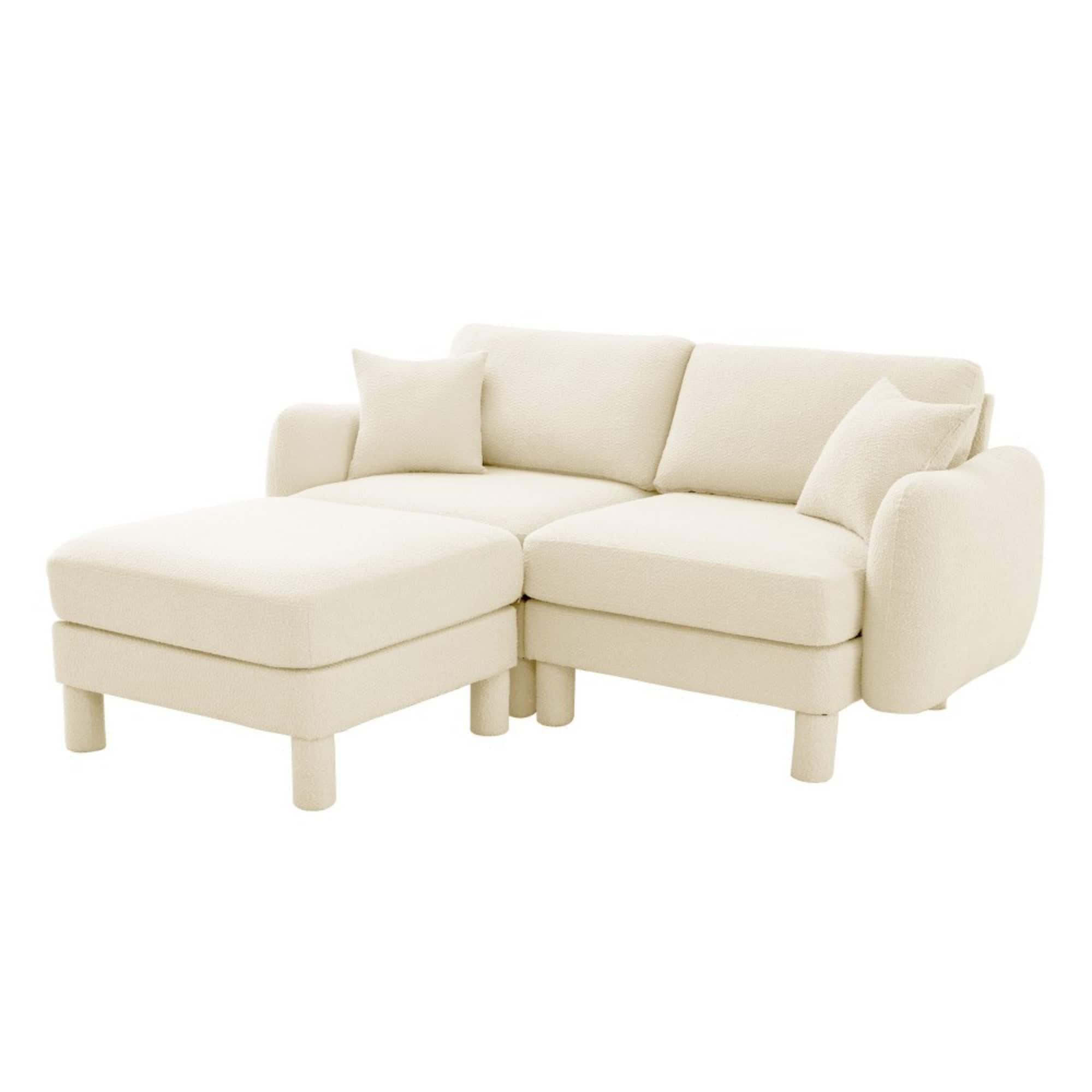Boyel Living - Boucle Fabric 2 Seat Sectional Loveseat Sofa - Beige