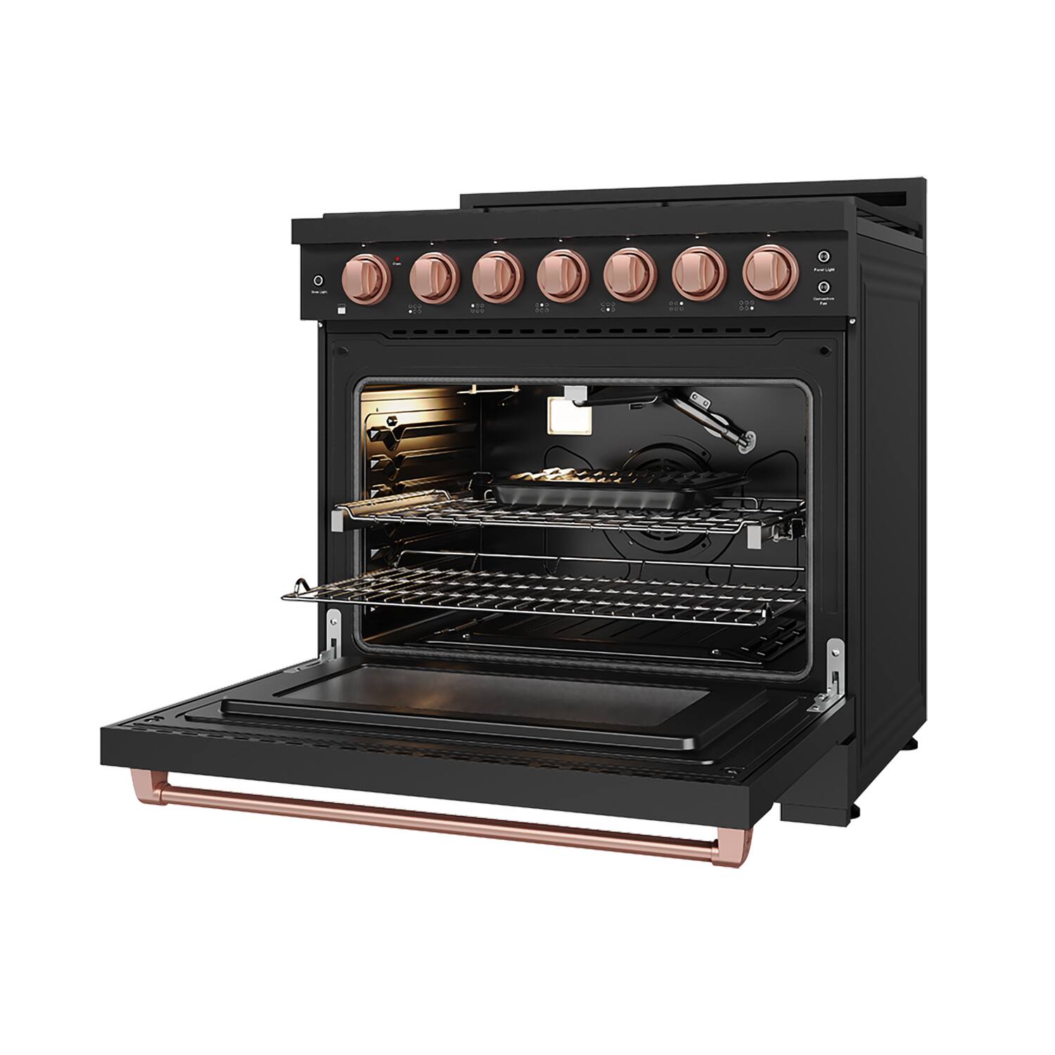 Alt View 3. Thor Kitchen - Gordon Ramsay Series by Thor Kitchen 6.0 Cu. Ft Freestanding Gas Range with Rose Gold Hardware - Black.