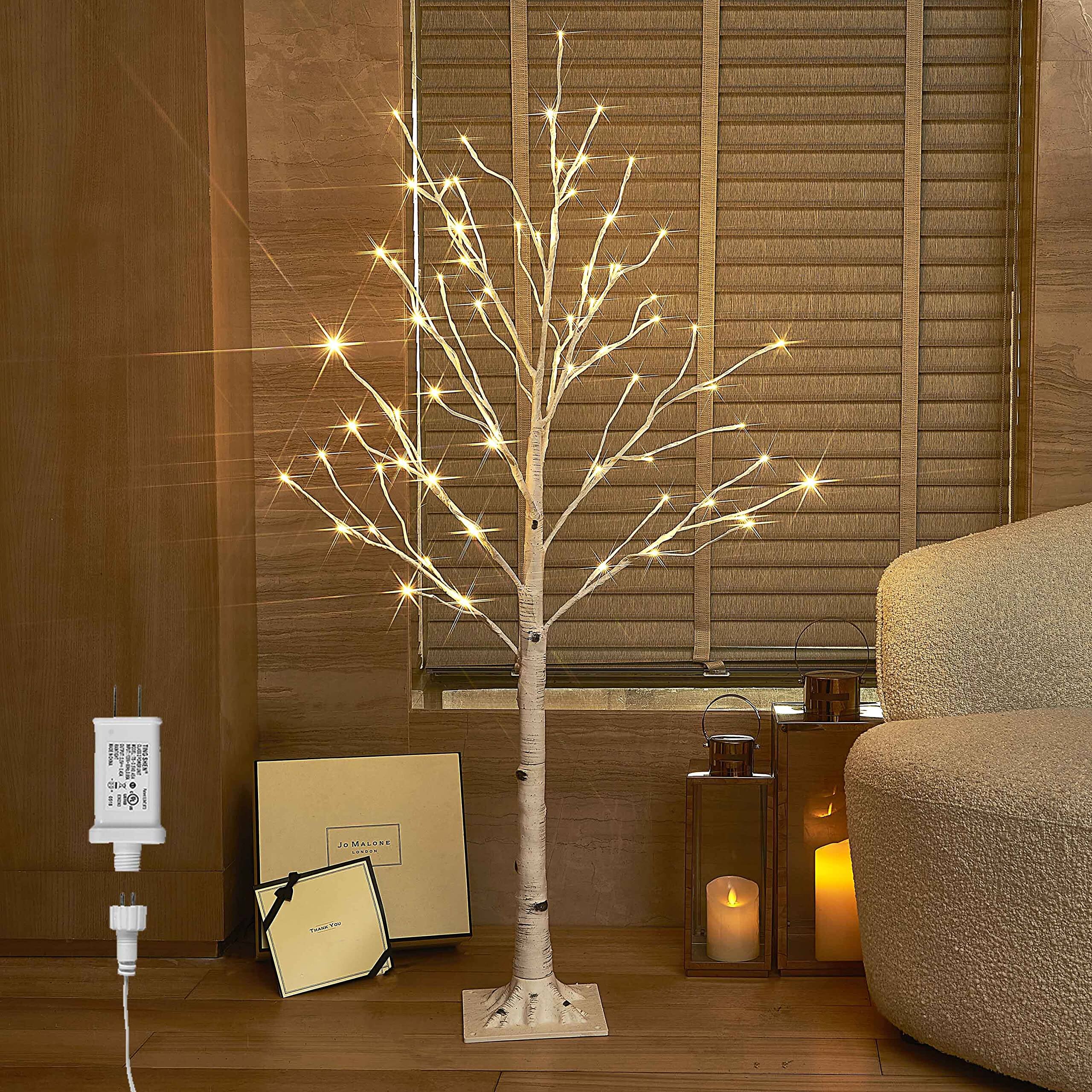 COTTAGE Lighted Birch Tree Plug In Led Twig With Lights For ...