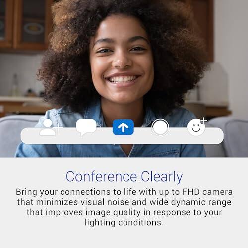 Conference Clearly

Bring your connections to life with up to FHD camera that minimizes visual noise and wide dynamic range that improves image quality in response to your lighting conditions.
