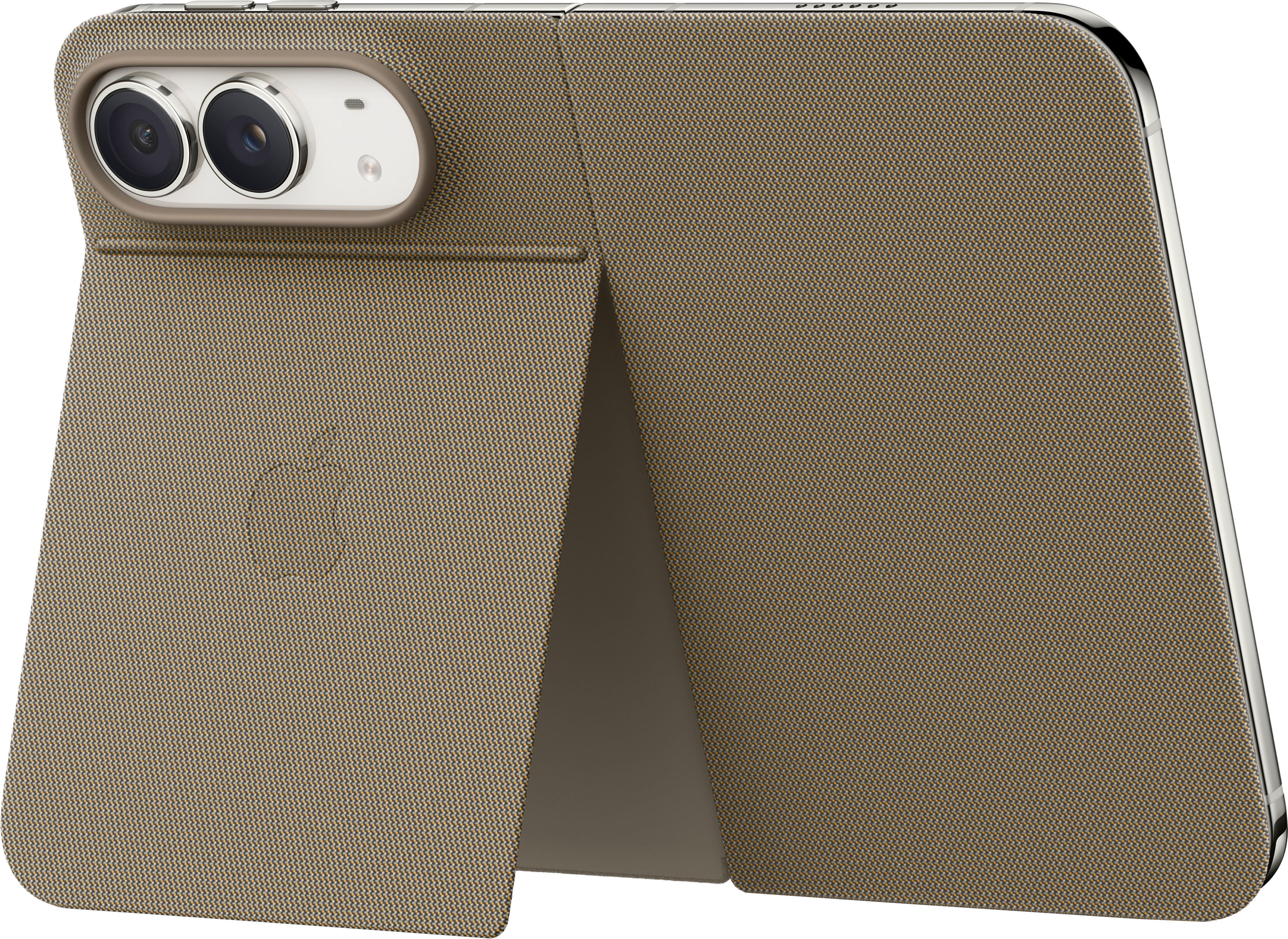 Front. Apple - iPhone Duo Folio with Kickstand (2026) - Taupe.