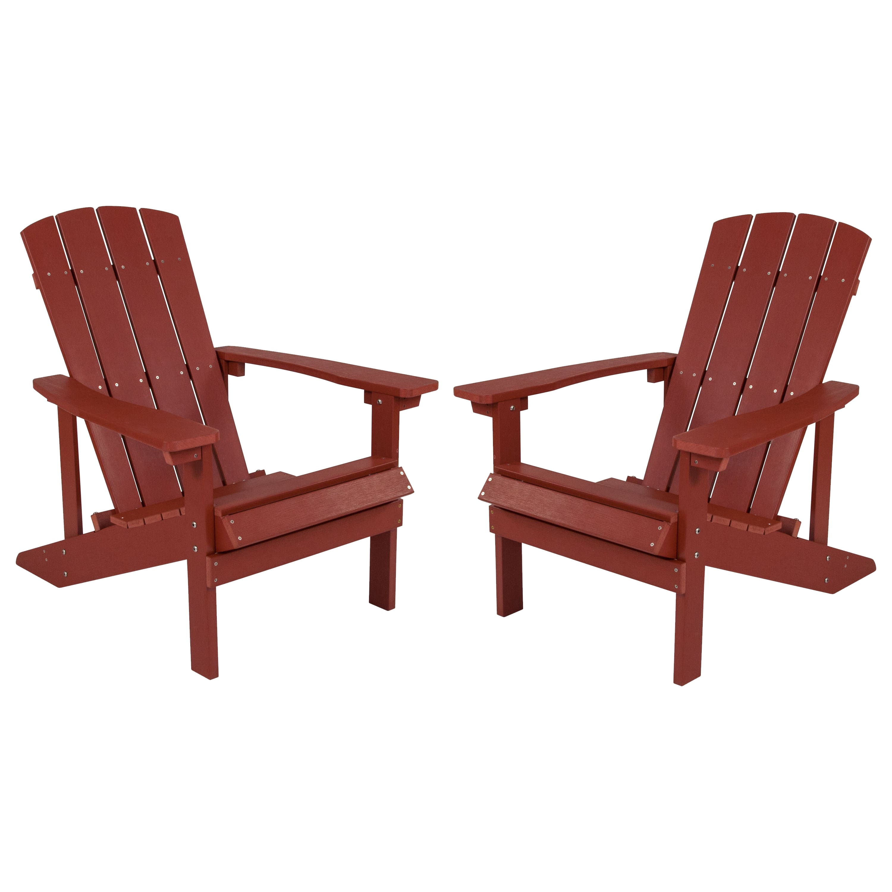 Emma + Oliver - 2 Pack Outdoor All-Weather Poly Resin Wood Adirondack Chairs - Red price history on PriceWatchPro