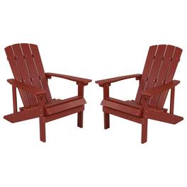 Emma + Oliver - 2 Pack Outdoor All-Weather Poly Resin Wood Adirondack Chairs - Red