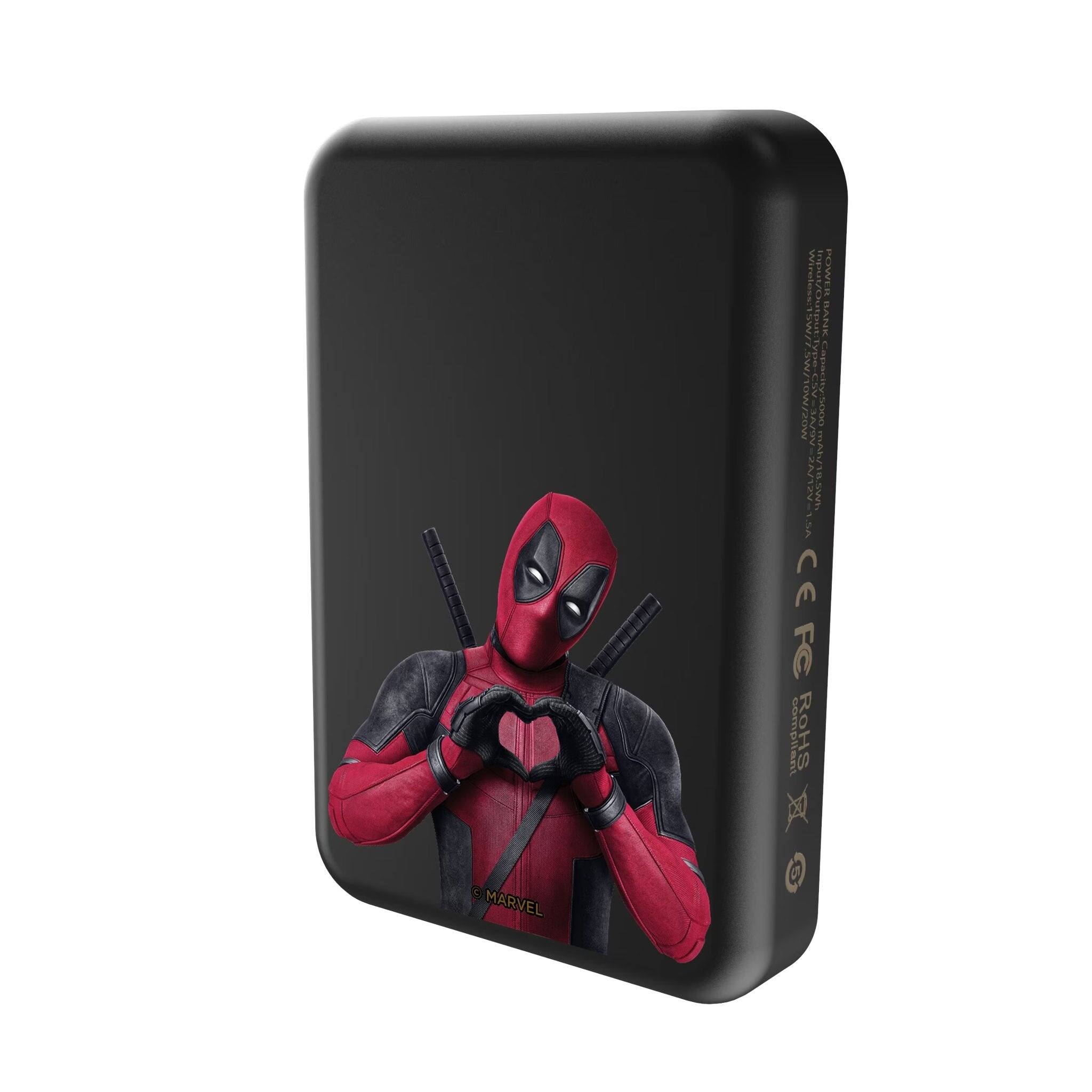Sure, here is the corrected and grouped text from the image:

---

**MARVEL**

**DEADPOOL 2**

**BANK**

**Capacity: 12020 mAh**

**MUV 00CS**

**MINE**

**M/N: 18.SW**

**Source: SA CE FC compliant**

**RoHS**

**CE**

**RoHS**

**© MARVEL**

---

This text is likely from a product packaging, possibly for a power bank featuring a Deadpool design.