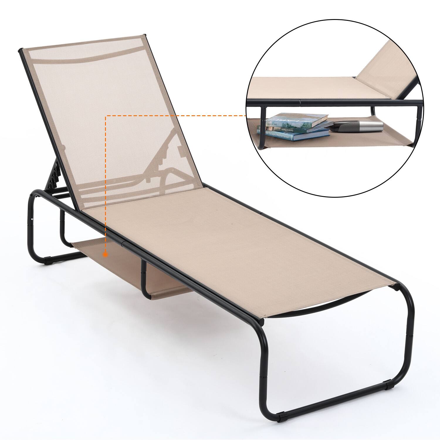 Back. Ainfox - Ainfox 2 Set Patio Lounge Chair Chaise Lounge for Patio, Beach, Pool Grey Brown - Brown.