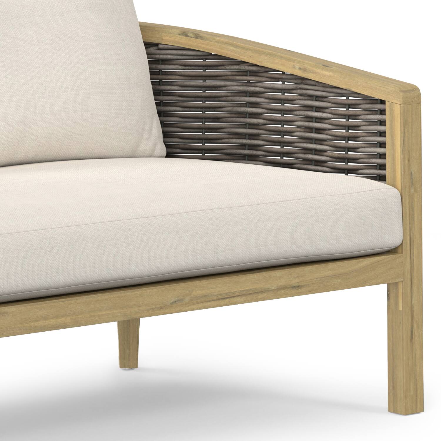 Alt View 8. Simpli Home - Parkside SOLID ACACIA WOOD 70 inch Wide Contemporary Outdoor Sofa in Polyester Fabric, Fully Assembled - Natural.