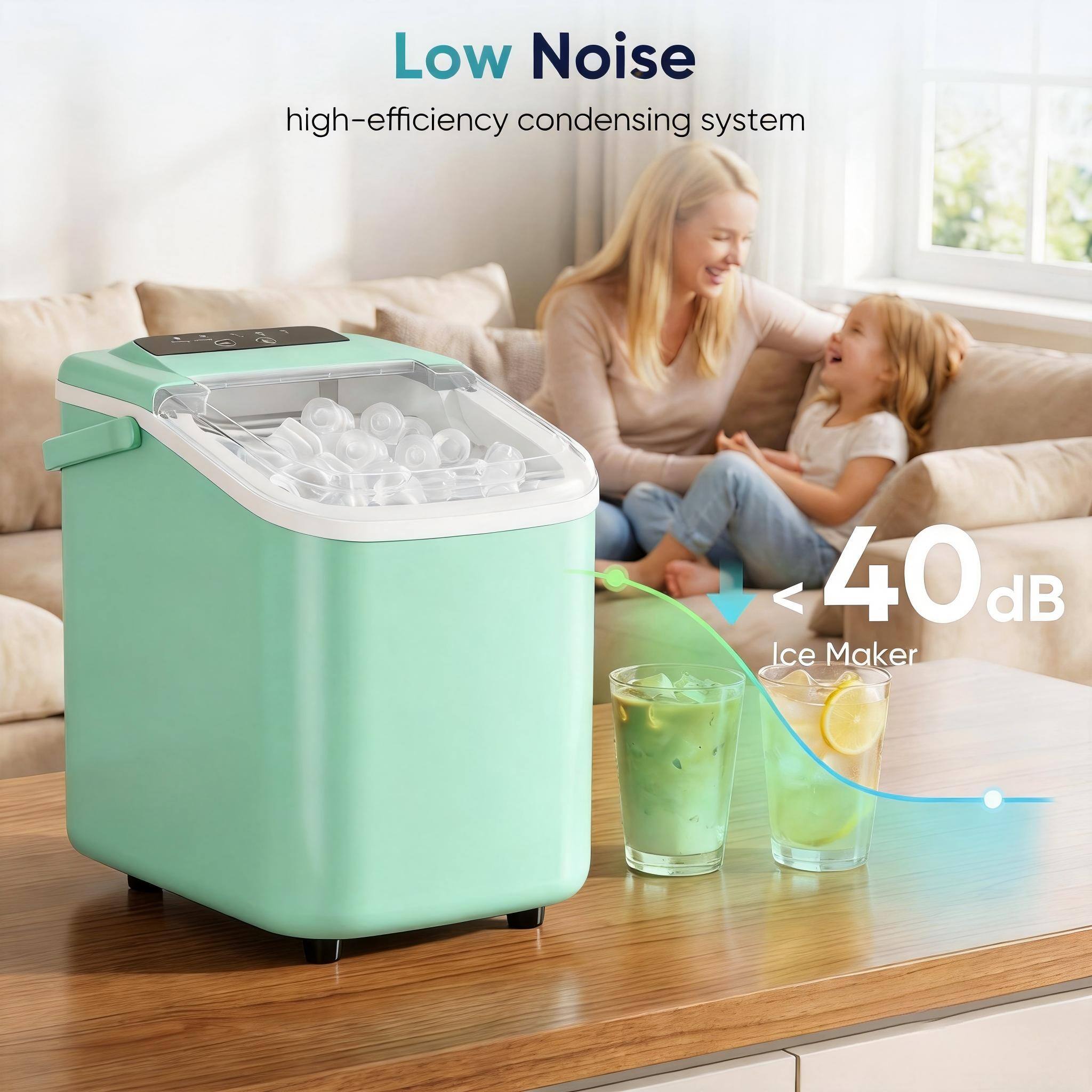 Low Noise  
high-efficiency condensing system  
< 40dB  
Ice Maker
