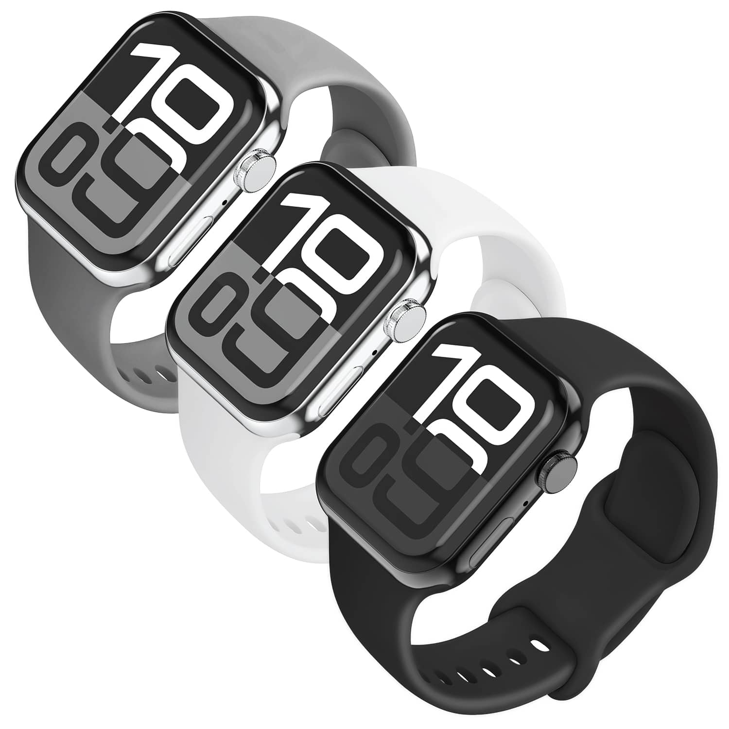 Vena - 3 Pack For Apple Watch Band Series 10 42mm, Apple Watch Band Series 11 41mm 9/8/7, Silicone Sport Strap For 40mm iWatch - Multi
