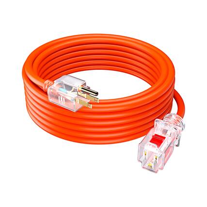 Front. Maximm - Extension Cord with Locking - Lighted Power Indicator l 25 Feet l 16 Gauge, SJTW, Heavy Duty Extension Cord - Orange.