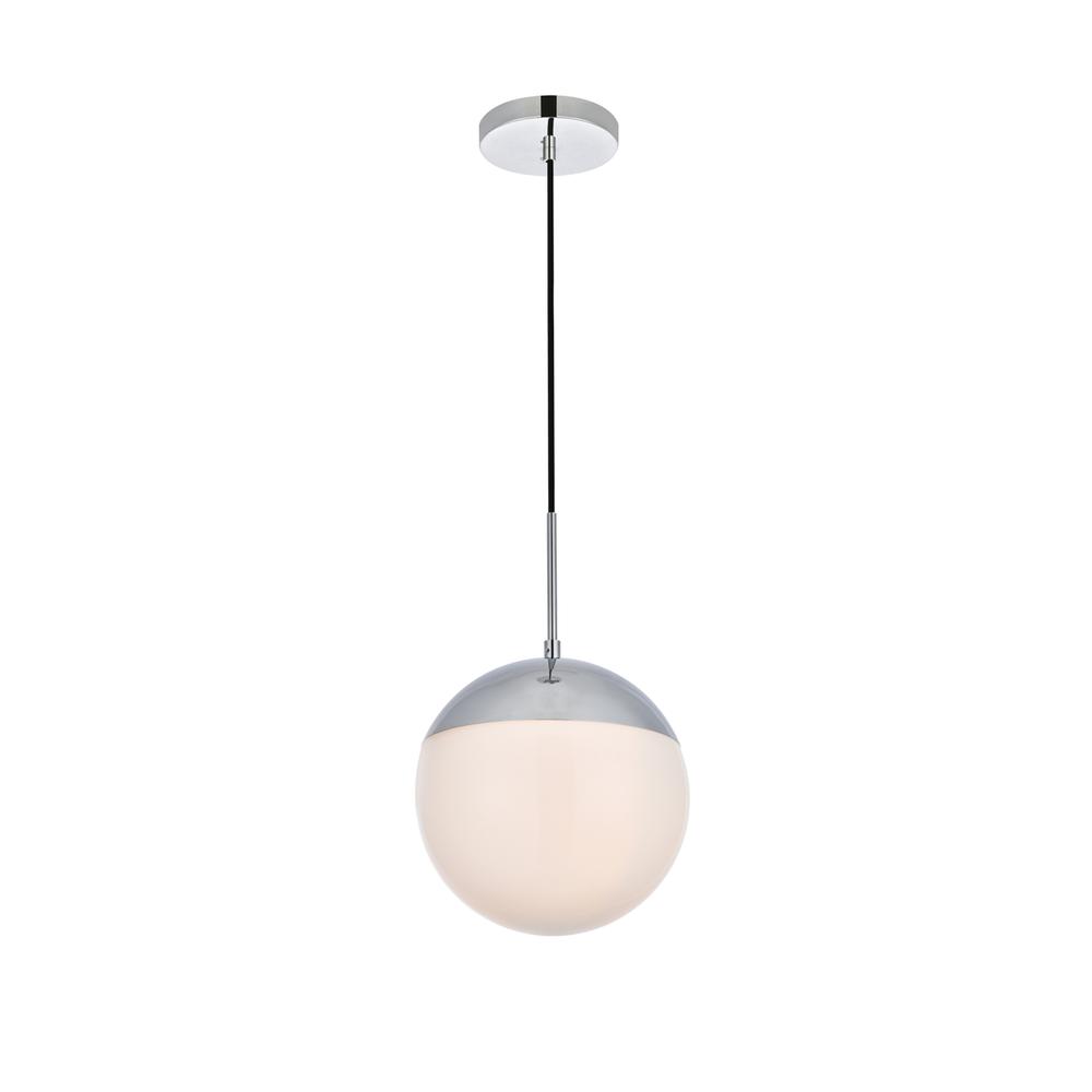 Alt View 2. Living District - Eclipse 1 Light Chrome Pendant With Frosted White Glass - Chrome And Frosted White.
