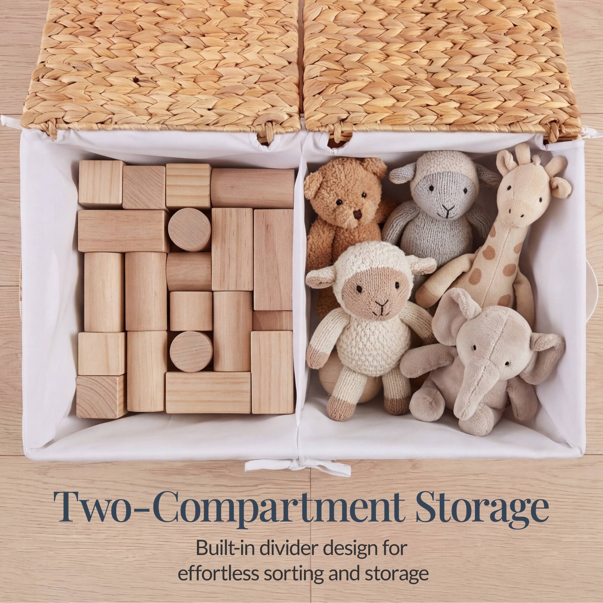 Two-Compartment Storage  
Built-in divider design for effortless sorting and storage