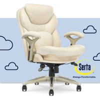 Serta - Upholstered Back in Motion Health & Wellness Manager Office Chair - Bonded Leather - Ivory - Front_Zoom