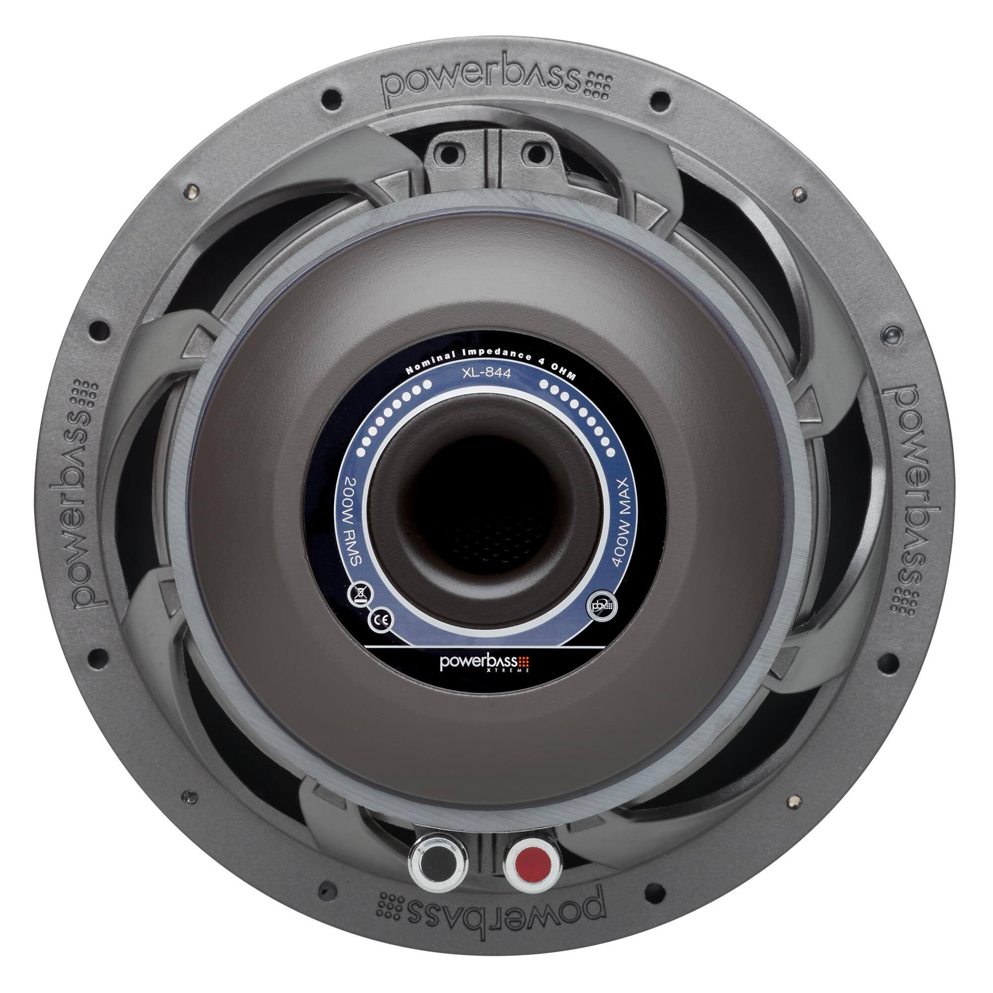 powerbass  
Nominal Impedance: 4 OHM  
XL-844  
200W MAX RMS  
400W A  
CE  
powerbass