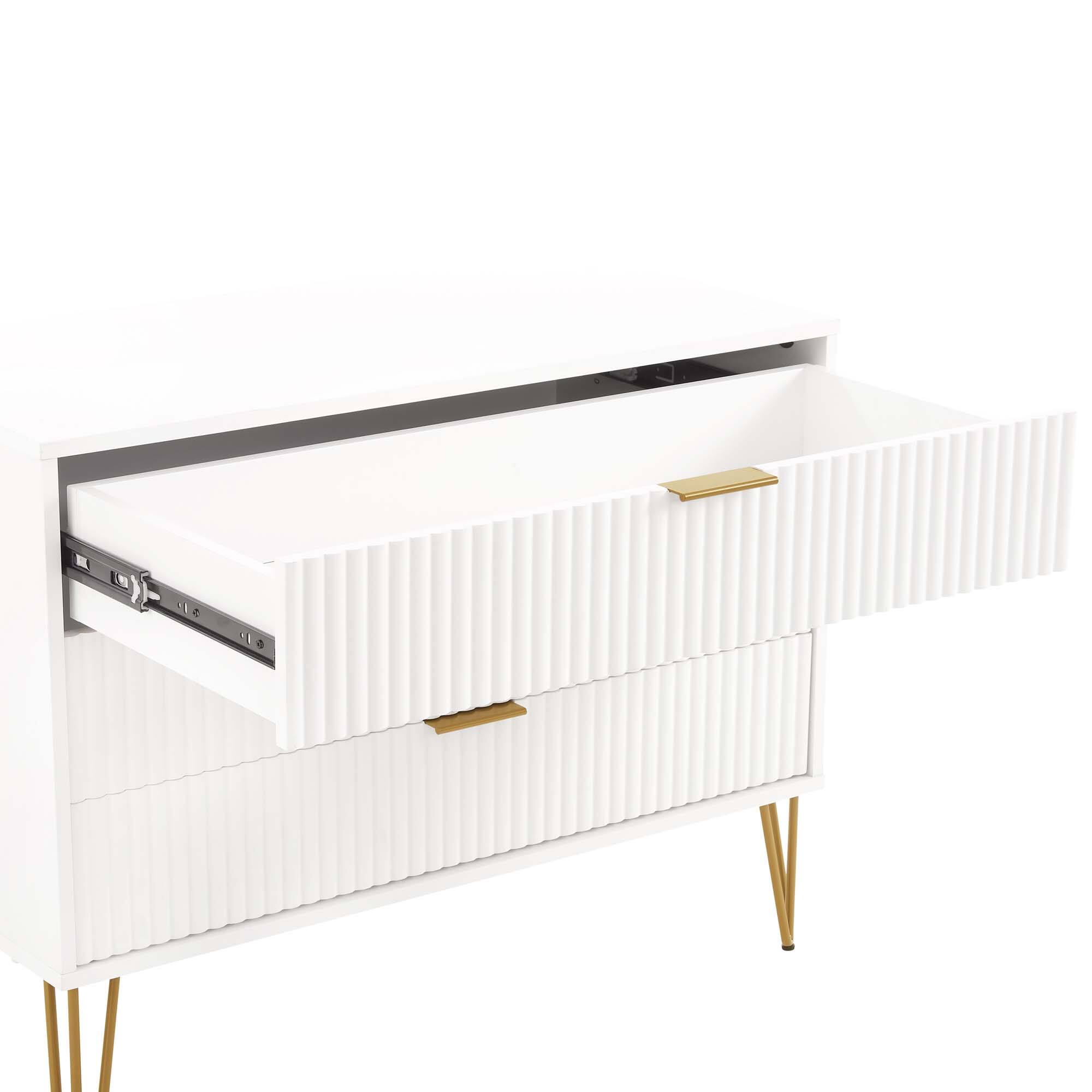 Alt View 2. Forest'nSky - White Wood 3 drawer 35.19 in. Wide Chest of Drawers for Living Room - White.