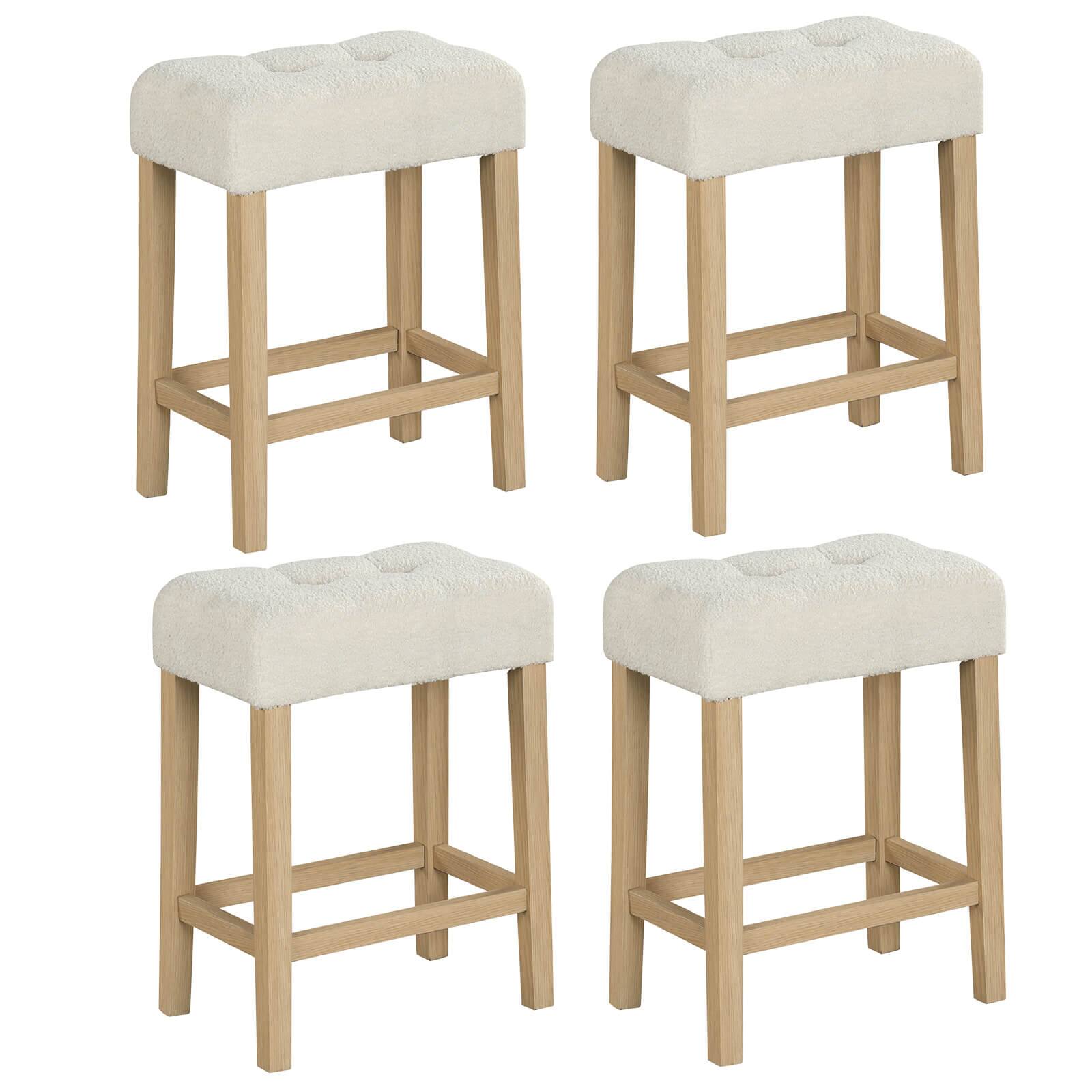 Costway - Counter Height Bar Stools Set of 4 with Rubber Wood Legs Footrest Modern for Home - Beige price history on PriceWatchPro