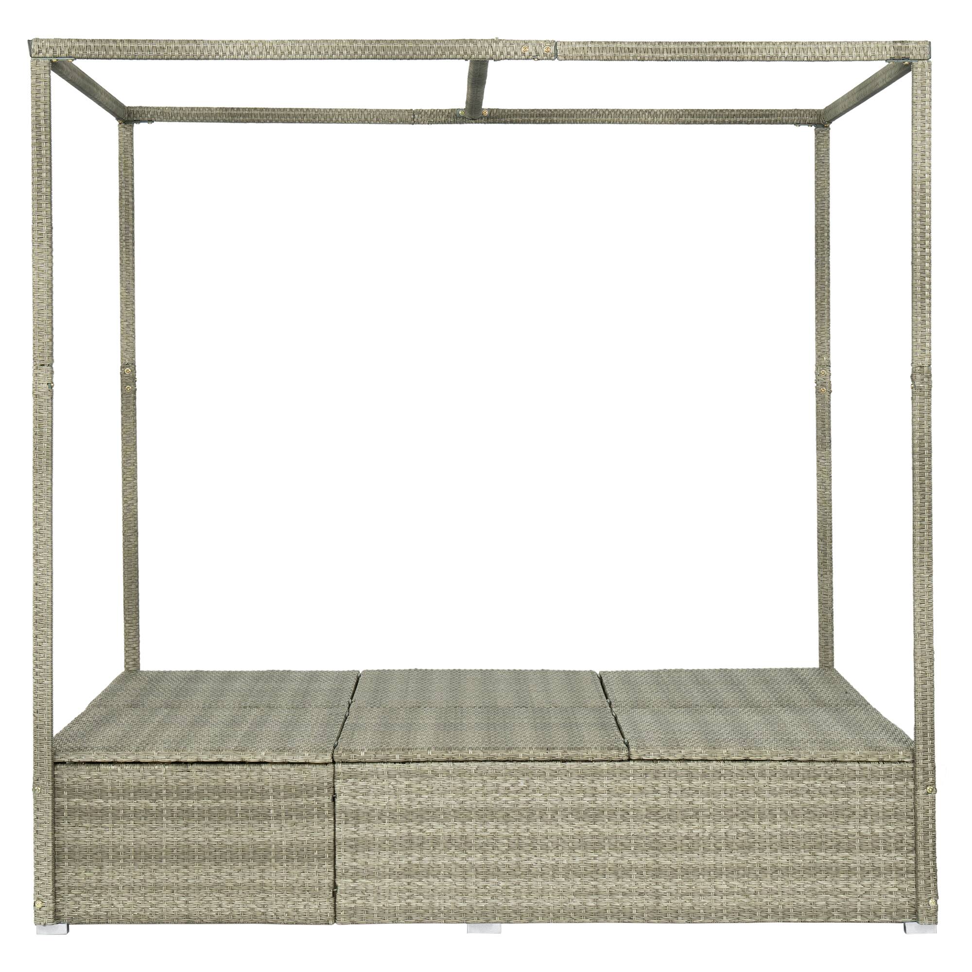 Alt View 4. Mondawe - Outdoor Adjustable Sun Lounger with Canopy, Recline and Removable Cushion - Dark Blue.