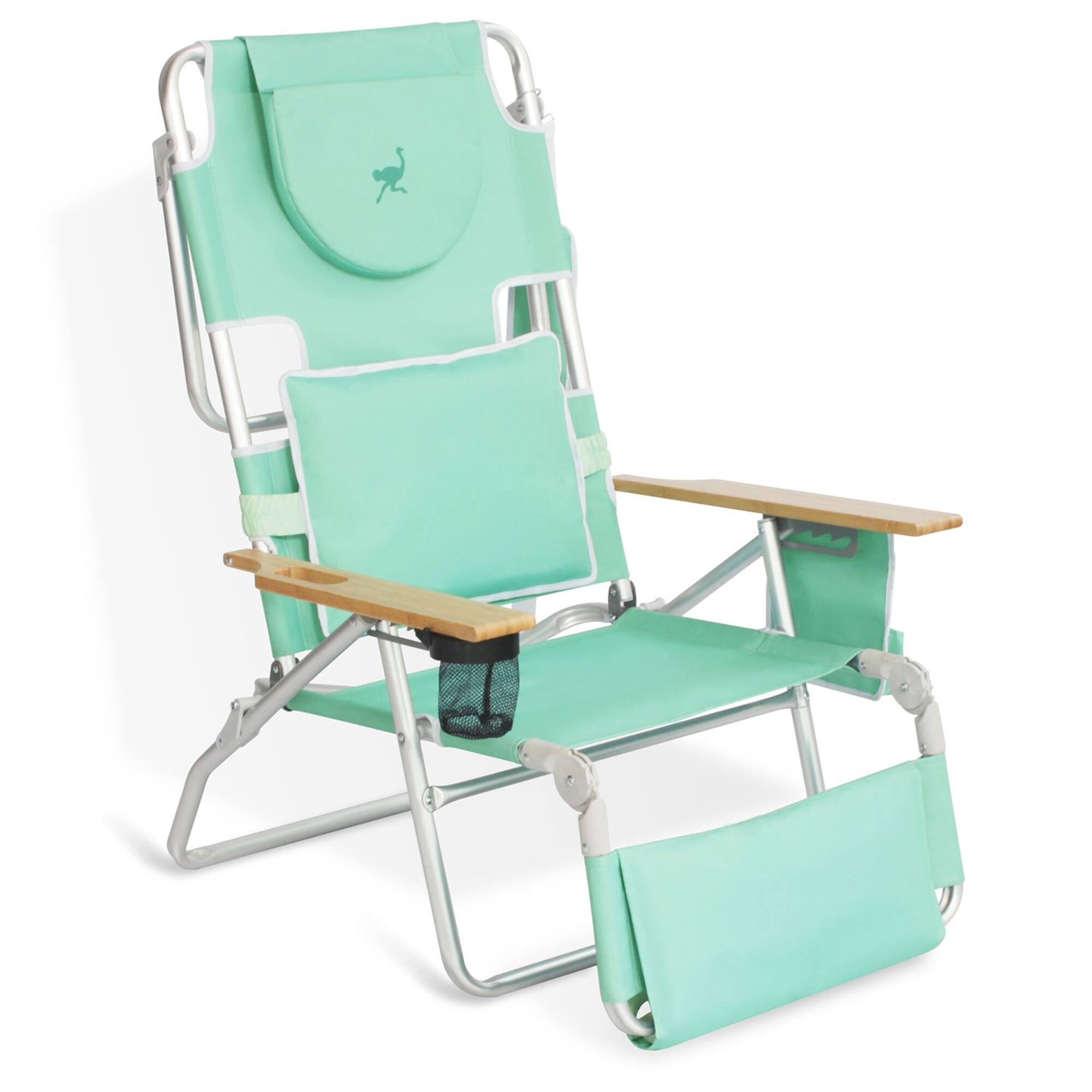 Alt View 4. Ostrich - Ostrich Deluxe Padded 3-N-1 Outdoor Folding Reclining Beach Chair, Teal (2 Pack) - Teal.