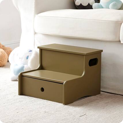 Front. Kings Brand Furniture - Kings Brand Furniture Wooden Toddler Step Stool for Kids with Storage for Bedroom, Bathroom & Kitchen - Lemon pepper.