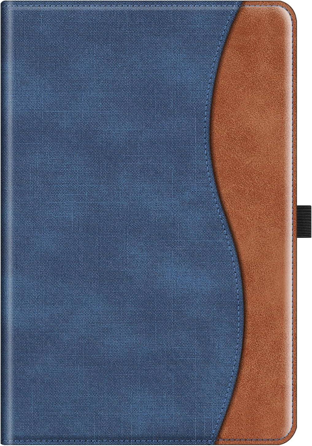 Alt View 5. Fintie - Multi-Angle Viewing Case for Samsung Galaxy Tab A11+ / Tab A9+ 11 Inch, With Front Card Pocket, Vegan Leather Exterior - Denim Blue/Brown.