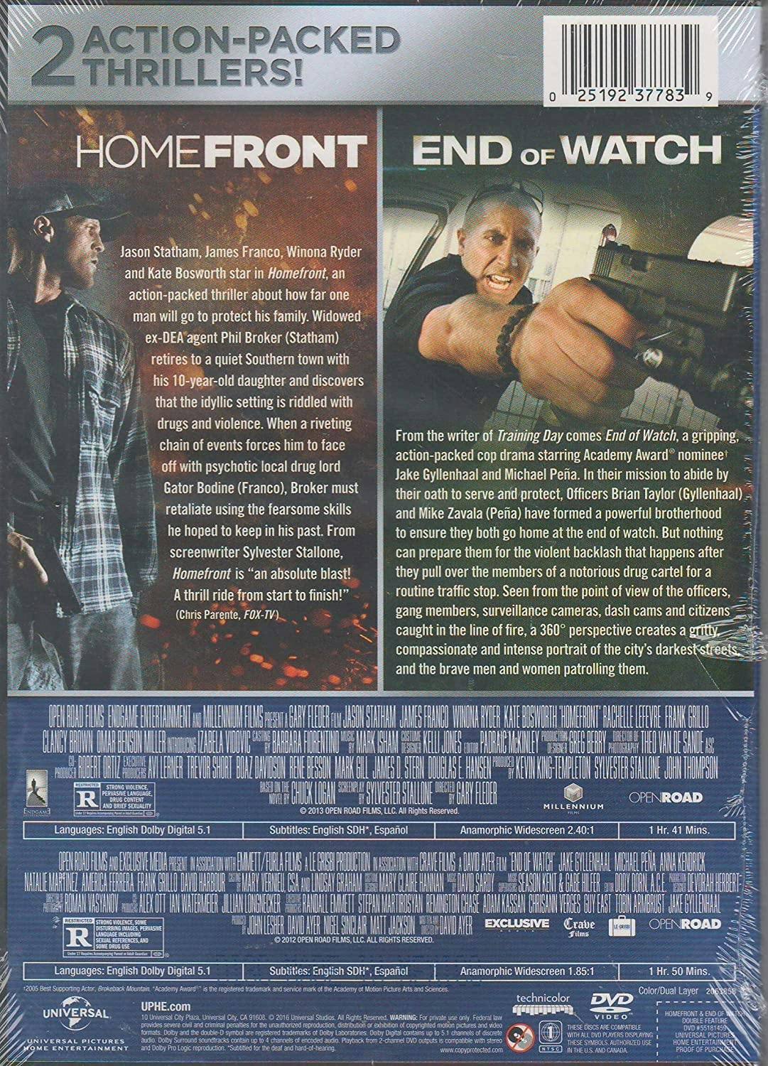 Angle. Homefront / End of Watch Double Feature [DVD].