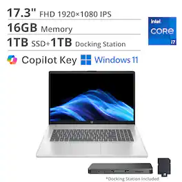 HP - 17.3" Full HD Laptop - Intel Core i7 1355U 2023 - 16GB Memory - 1TB SSD - Natural Silver