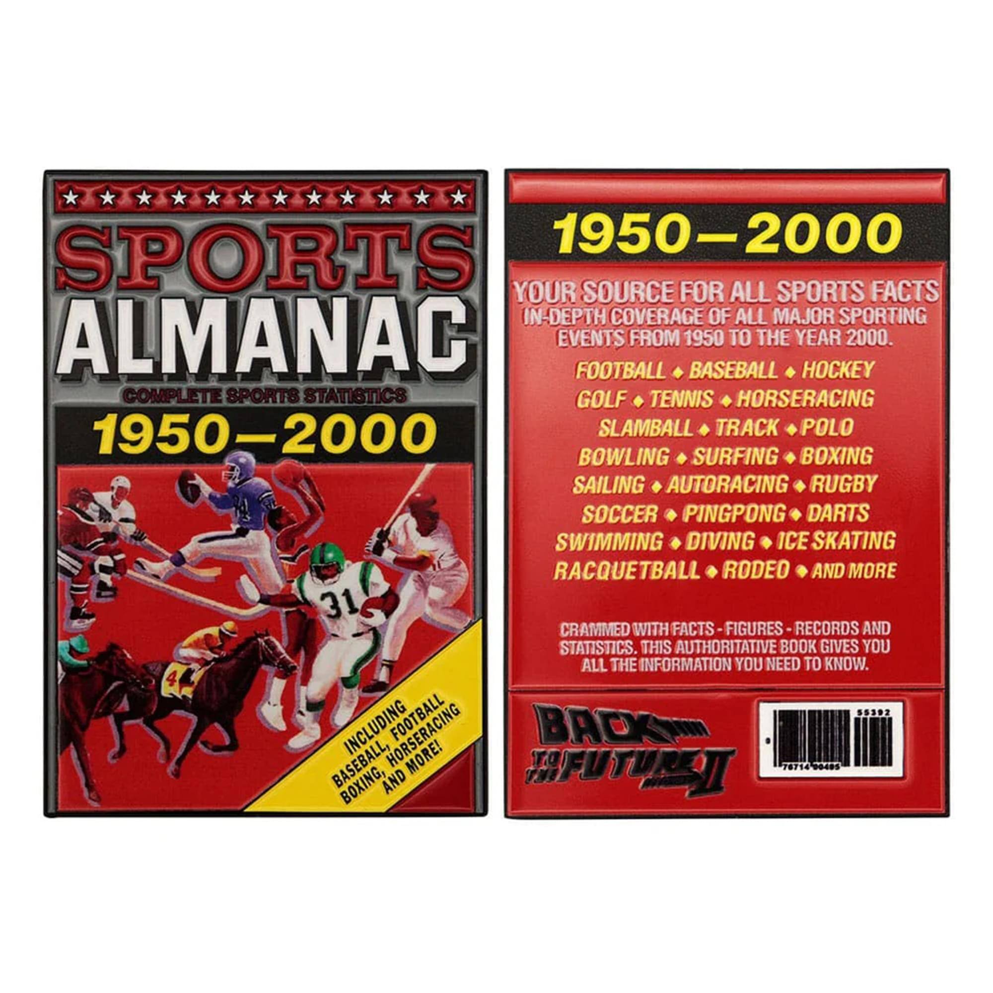 SPORTS ALMANAC  
COMPLETE SPORTS STATISTICS  
1950-2000  

1950-2000  
YOUR SOURCE FOR ALL SPORTS FACTS  
IN-DEPTH COVERAGE OF ALL MAJOR SPORTING EVENTS FROM 1950 TO THE YEAR 2000.  

FOOTBALL • BASEBALL • HOCKEY  
GOLF • TENNIS • HORSERACING  
SLAMBALL • TRACK • POLO  
BOWLING • SURFING • BOXING  
SAILING • AUTORACING • RUGBY  
SOCCER • PINGPONG • DARTS  
SWIMMING • DIVING • ICE SKATING  
RACQUETBALL • RODEO • AND MORE  

CRAMMED WITH FACTS • FIGURES • RECORDS AND STATISTICS. THIS AUTHORITATIVE BOOK GIVES YOU ALL THE INFORMATION YOU NEED TO KNOW.  

INCLUDING FOOTBALL, BASEBALL, BOXING, AND MORE!
