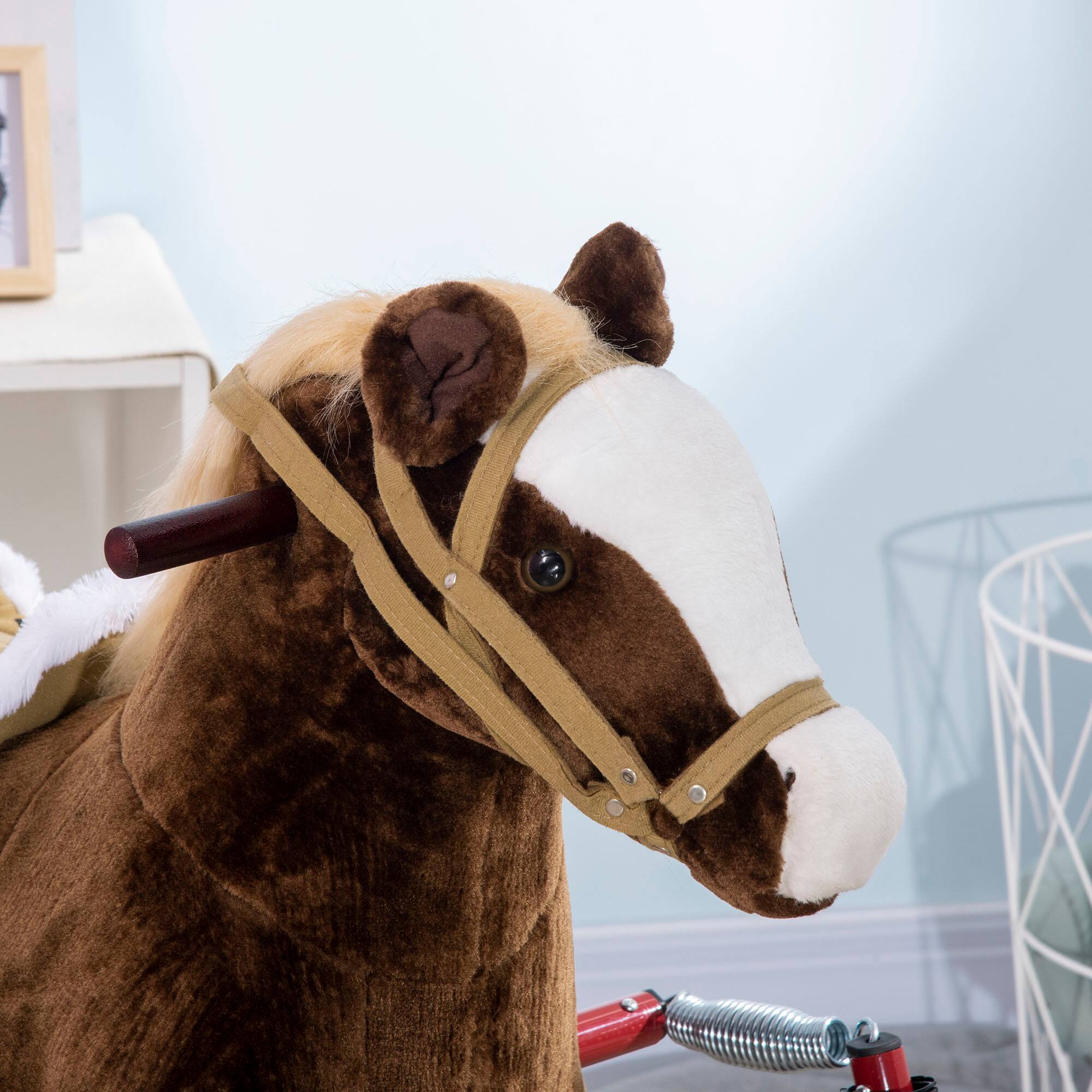 Alt View 7. Loheer - Qaba Kids Spring Rocking Horse, Ride on Horse for Girls and Boys with Animal Sounds, Dark Brown.