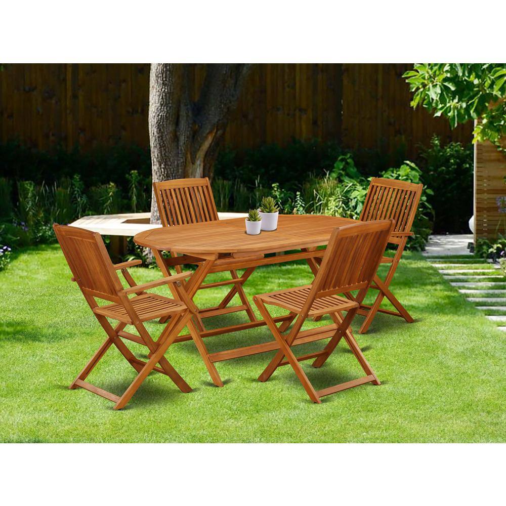 Alt View 1. East West Furniture - Wooden Patio Set Natural Oil - Brown.