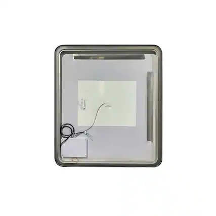 Front. Elegant Kitchen and Bath - 42 Round LED Front and Backlit Wall Mirror in Black - Black.