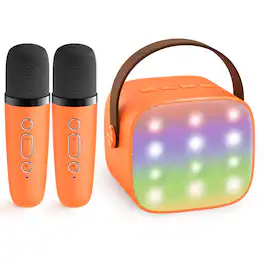Cozy Serene - Mini Karaoke Machine Wireless Microphones Top Gifts Ages +years Old 4-12th Birthday Gift Party (purple) Mini Karaoke - Orange 2 Mics