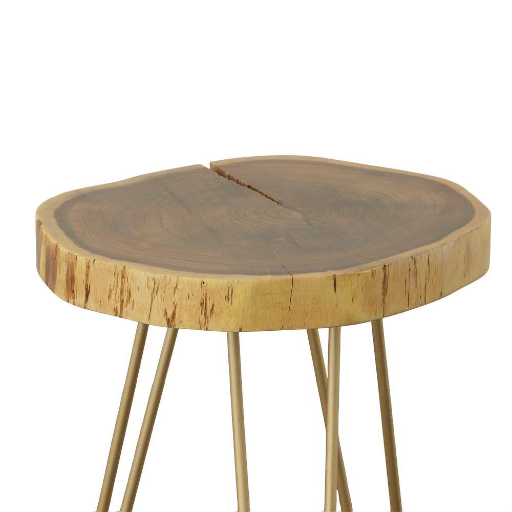 Alt View 2. Carolina Chair & Table - Seti Live Edge Accent Table - Natural Top - Gold Base - Natural, Gold.