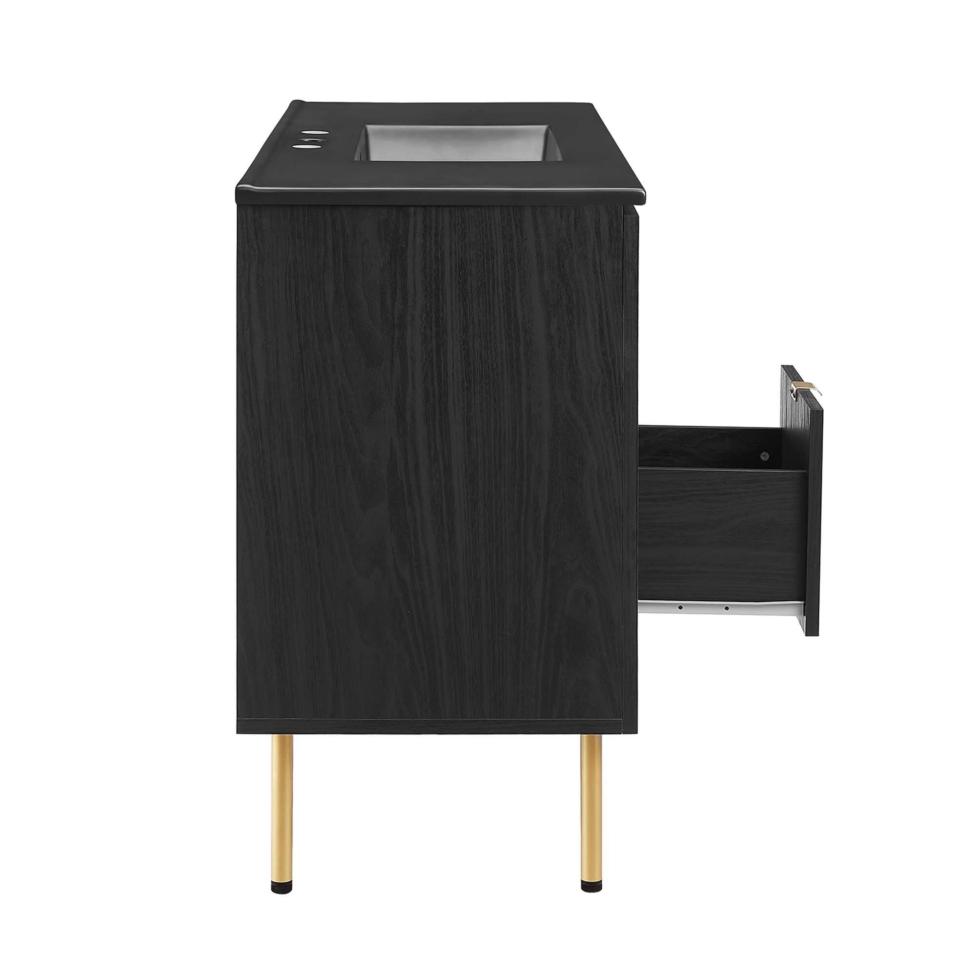 Alt View 5. Modway - Chaucer Bathroom Vanity with Black Basin Included by Modway - Black Black.