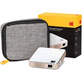 Kodak - Ultra Mini Portable HD LED DLP Pico Projector 100" Display Rechargeable w Soft Case - White