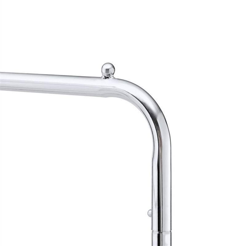 Alt View 1. ALEXOUN - Rolling Clothes Rack - Chrome, Metal Frame, Bottom Storage Shelf, 66.93" Height, 47.24" Length, 15.75" Width - Silver.