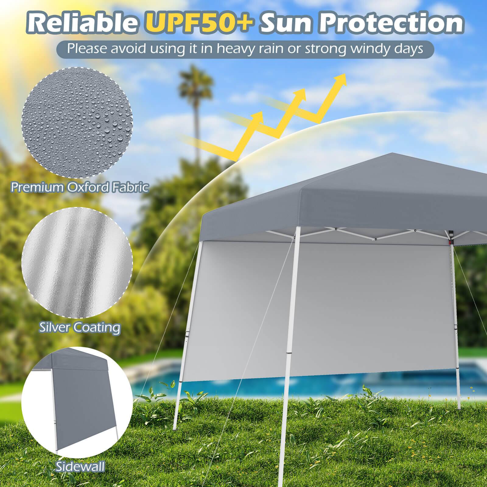 Reliable UPF50+ Sun Protection
Please avoid using it in heavy rain or strong windy days
Premium Oxford Fabric
Silver Coating
Sidewall