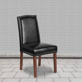 Emma + Oliver - Parsons Chair with Accent Nail Trim - Black LeatherSoft