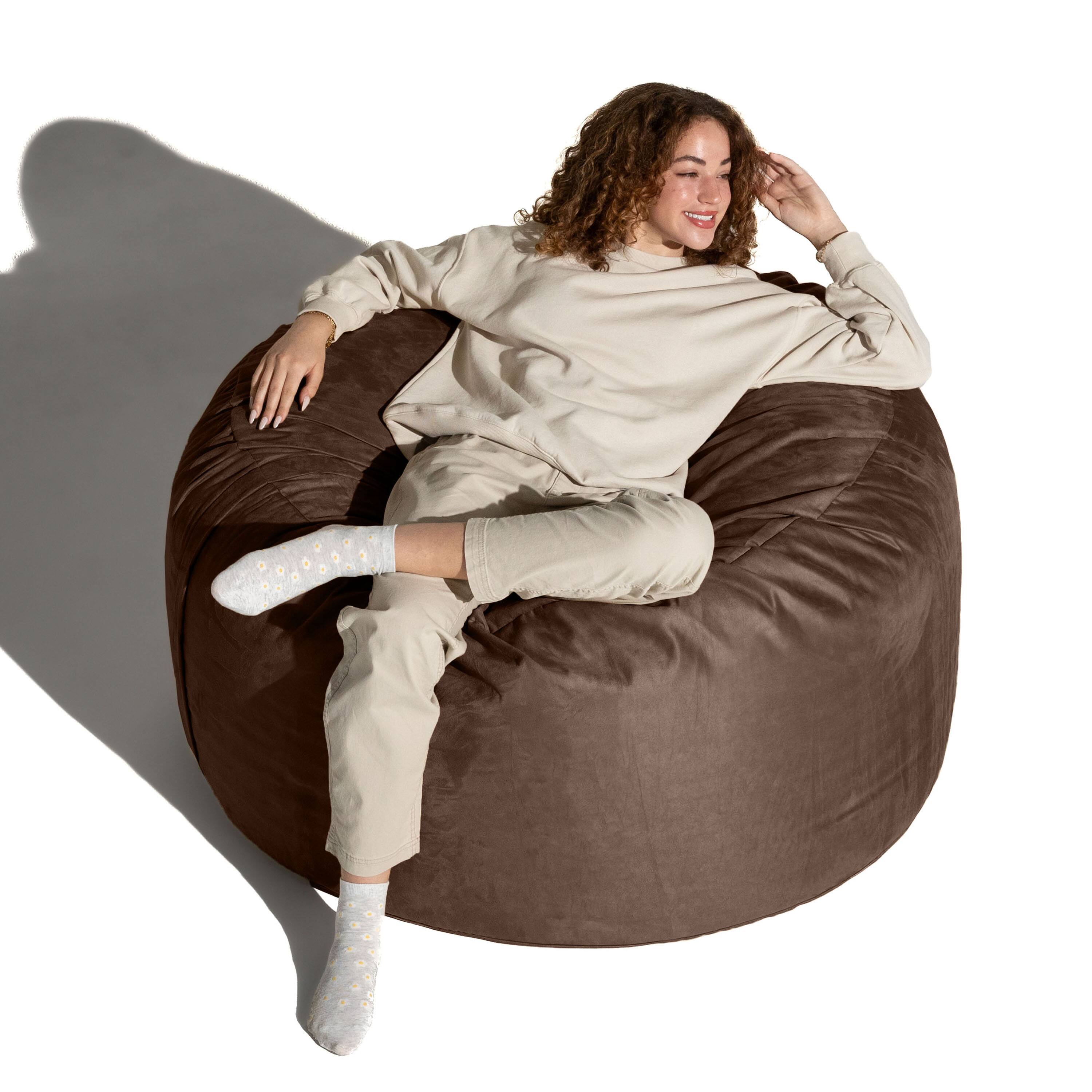 Alt View 5. Jaxx - Jaxx 4 ft Round Bean Bag Chair for Adults, Chocolate - Chocolate.